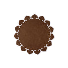 Tessuti Chocolate Brown Round Placemats with White Stitching - Set of 4, linen with white stitching