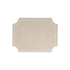 Tessuti Natural Rectangular Placemats with White Stitching - Set of 4, linen with white stitching