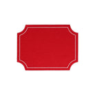 Tessuti Red Rectangular Placemats with White Stitching - Set of 4, linen with white stitching