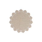 Tessuti Natural Round Placemats with White Stitching - Set of 4, linen with white stitching