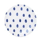 Santorini Dot Dinner Plate, hand-painted blue teardrop dots on white