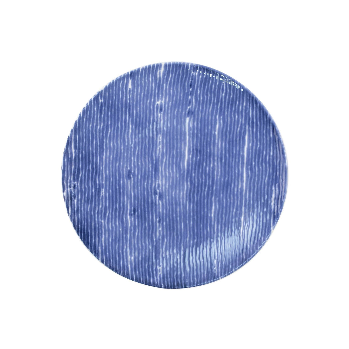 Santorini Stripe Salad Plate, hand-painted fine, painterly blue stripes