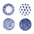 Santorini Assorted Condiment Bowls - Set of 4, hand-painted blue and white patterns