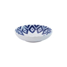 Santorini Diamond Condiment Bowl, hand-painted a blue and white diamond pattern