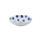 Santorini Dot Condiment Bowl, hand-painted blue teardrop dots on white