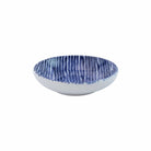 Santorini Stripe Condiment Bowl, hand-painted fine, painterly blue stripes