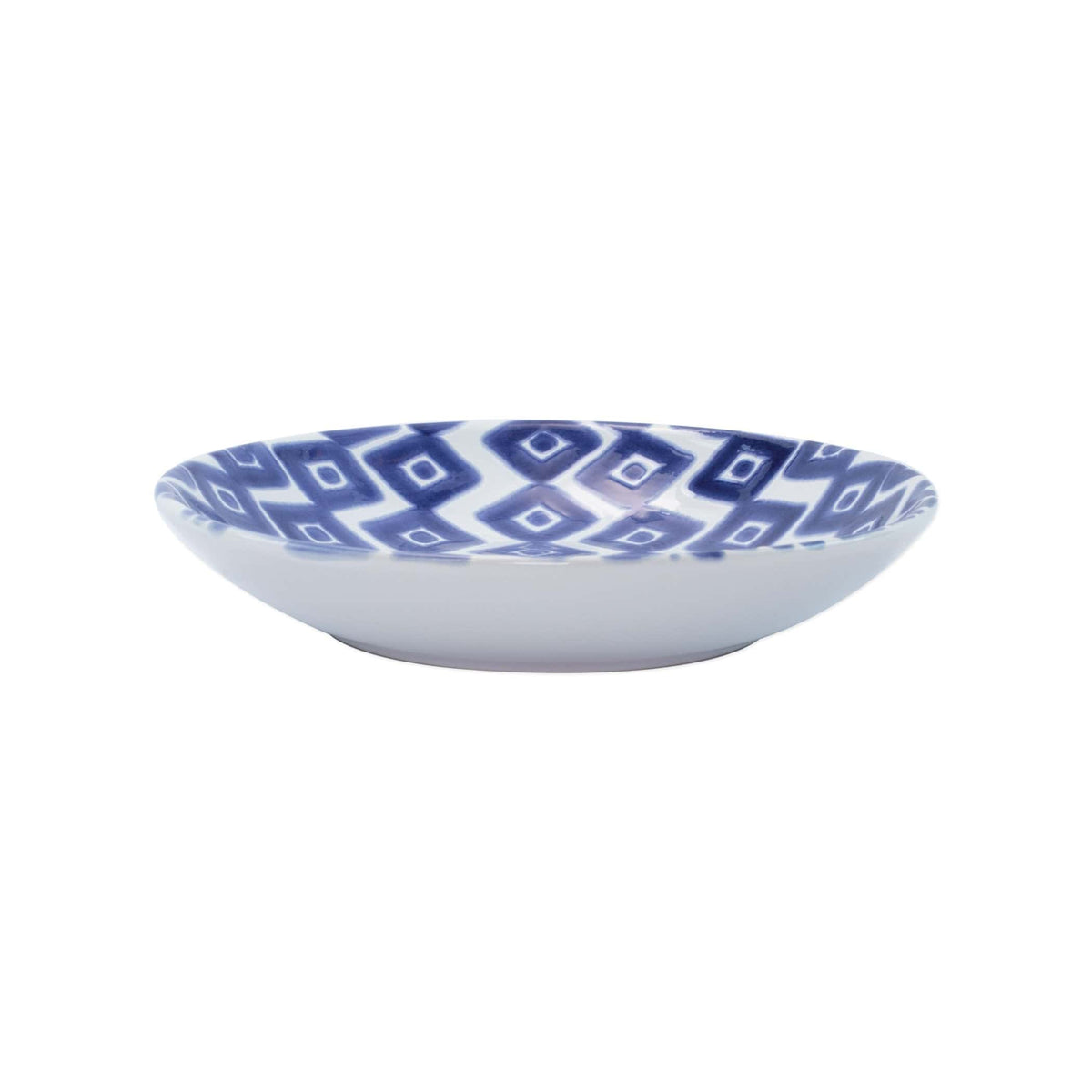 Santorini Diamond Pasta Bowl, hand-painted a blue and white diamond pattern