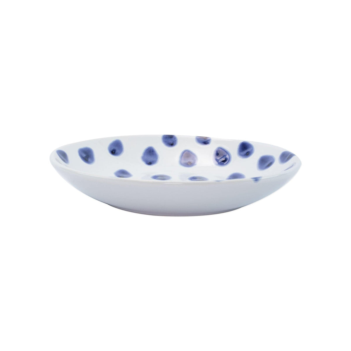 Santorini Dot Pasta Bowl, hand-painted blue teardrop dots on white