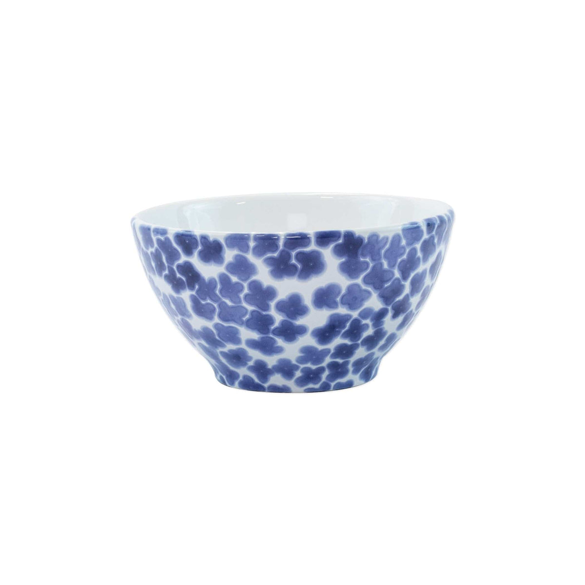 Santorini Flower Cereal Bowl, hand-painted tiny blue flowers packed edge to edge