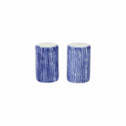 Santorini Stripe Salt & Pepper, hand-painted fine, painterly blue stripes