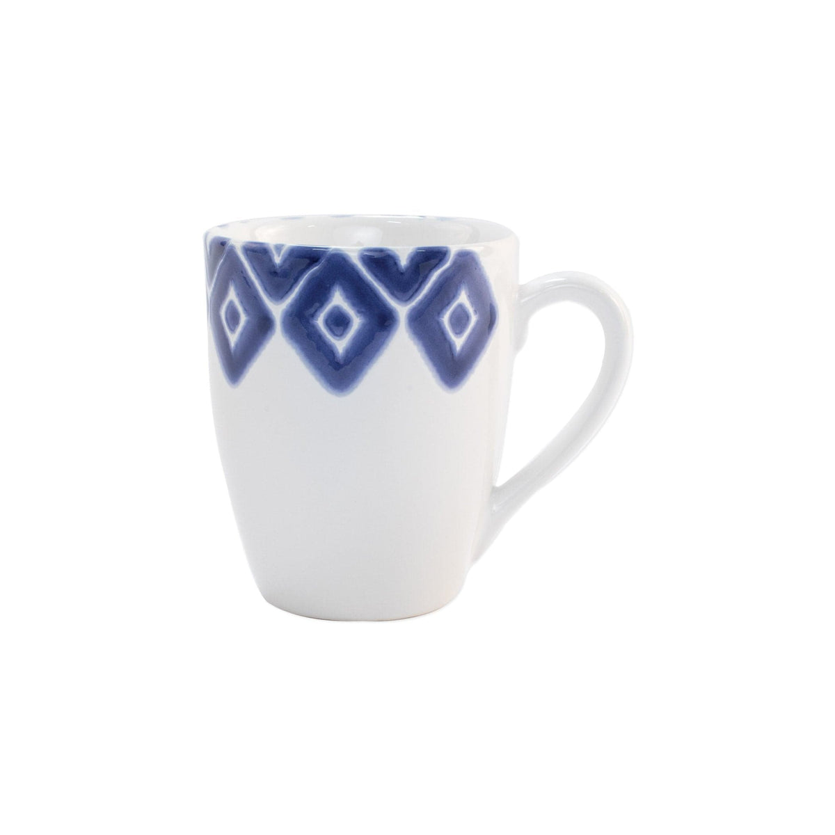 Santorini Diamond Mug, hand-painted a blue and white diamond pattern