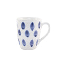 Santorini Dot Mug, hand-painted blue teardrop dots on white