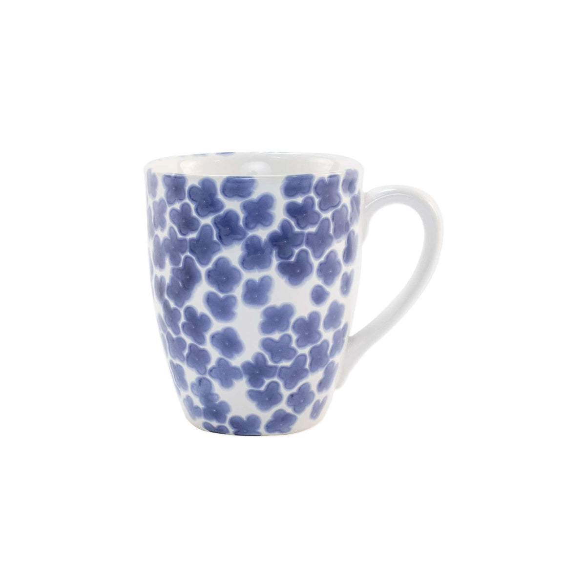 Santorini Flower Mug, hand-painted tiny blue flowers packed edge to edge