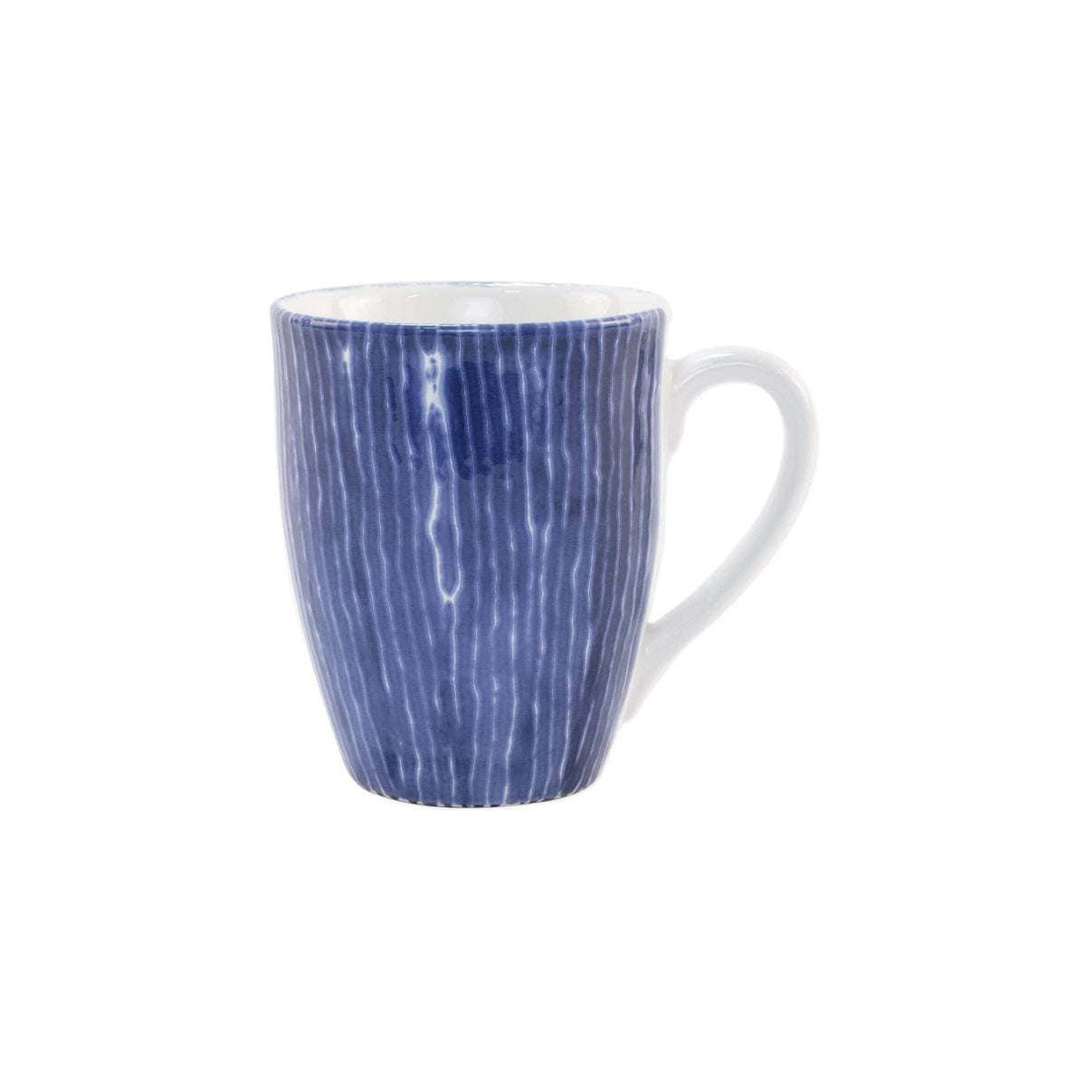 Santorini Stripe Mug, hand-painted fine, painterly blue stripes