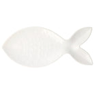 Santorini Large White Figural Fish Platter, fish-shaped platter in white