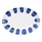 Santorini Dot Small Oval Platter, hand-painted blue teardrop dots on white