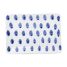 Santorini Dot Small Rectangular Platter, hand-painted blue teardrop dots on white
