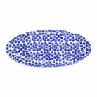 Santorini Flower Narrow Oval Platter, hand-painted tiny blue flowers packed edge to edge
