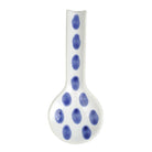 Santorini Dot Spoon Rest, hand-painted blue teardrop dots on white