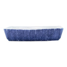 Santorini Stripe Rectangular Baker, hand-painted fine, painterly blue stripes