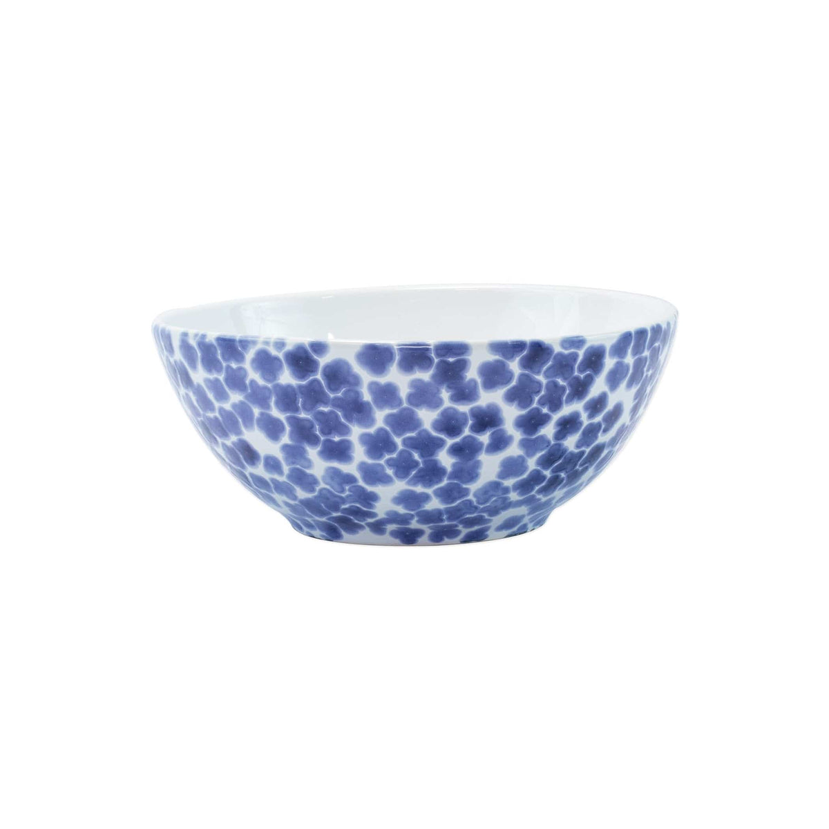 Santorini Flower Small Serving Bowl, hand-painted tiny blue flowers packed edge to edge