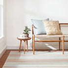 Daphne Stripe Handwoven Cotton Rug, Sky, detail - Starboard Lane