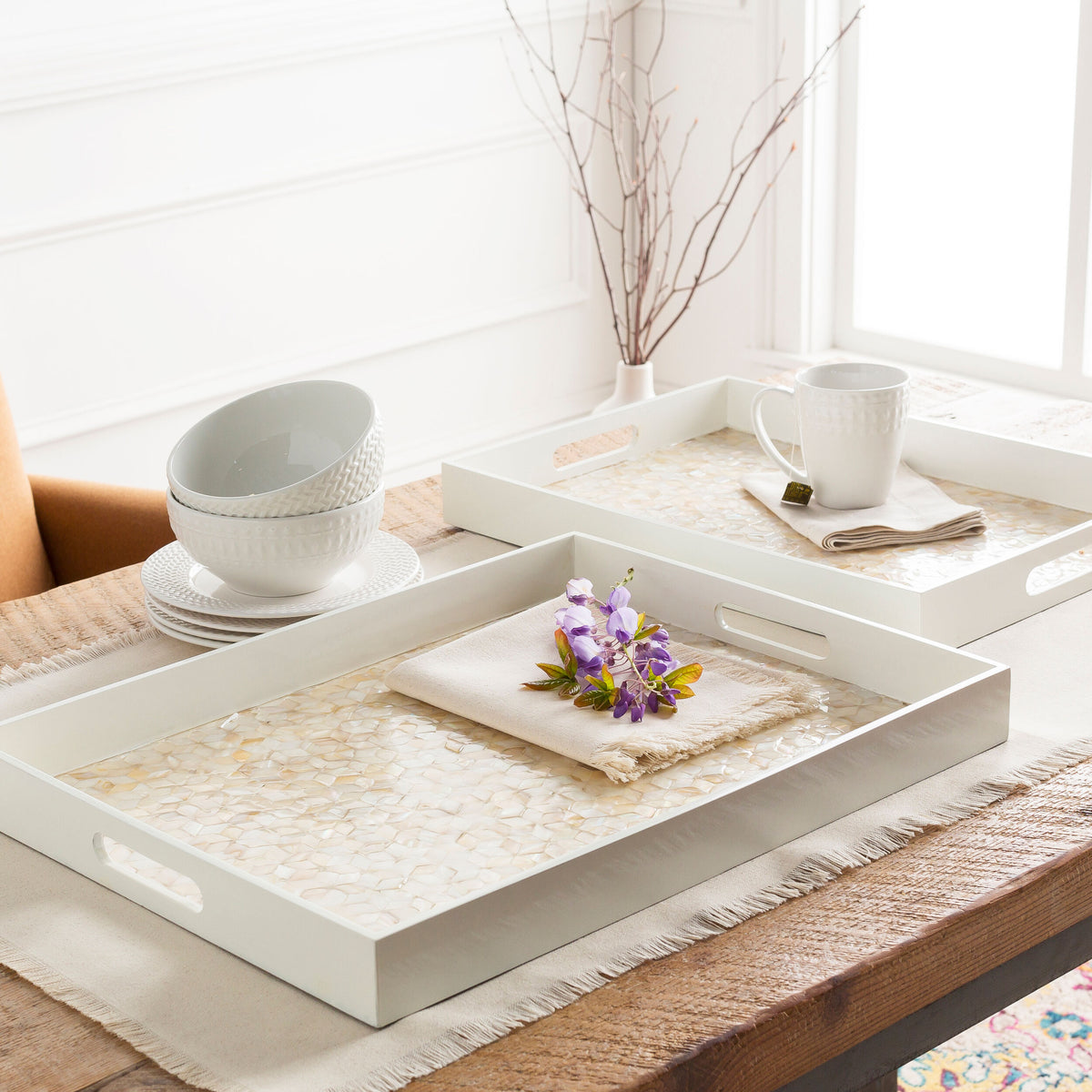 Alessandra Tray, Set of 2, styled in a room - Starboard Lane