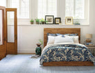 Antigua Linen Duvet Cover - Blue, styled on the bed - Starboard Lane