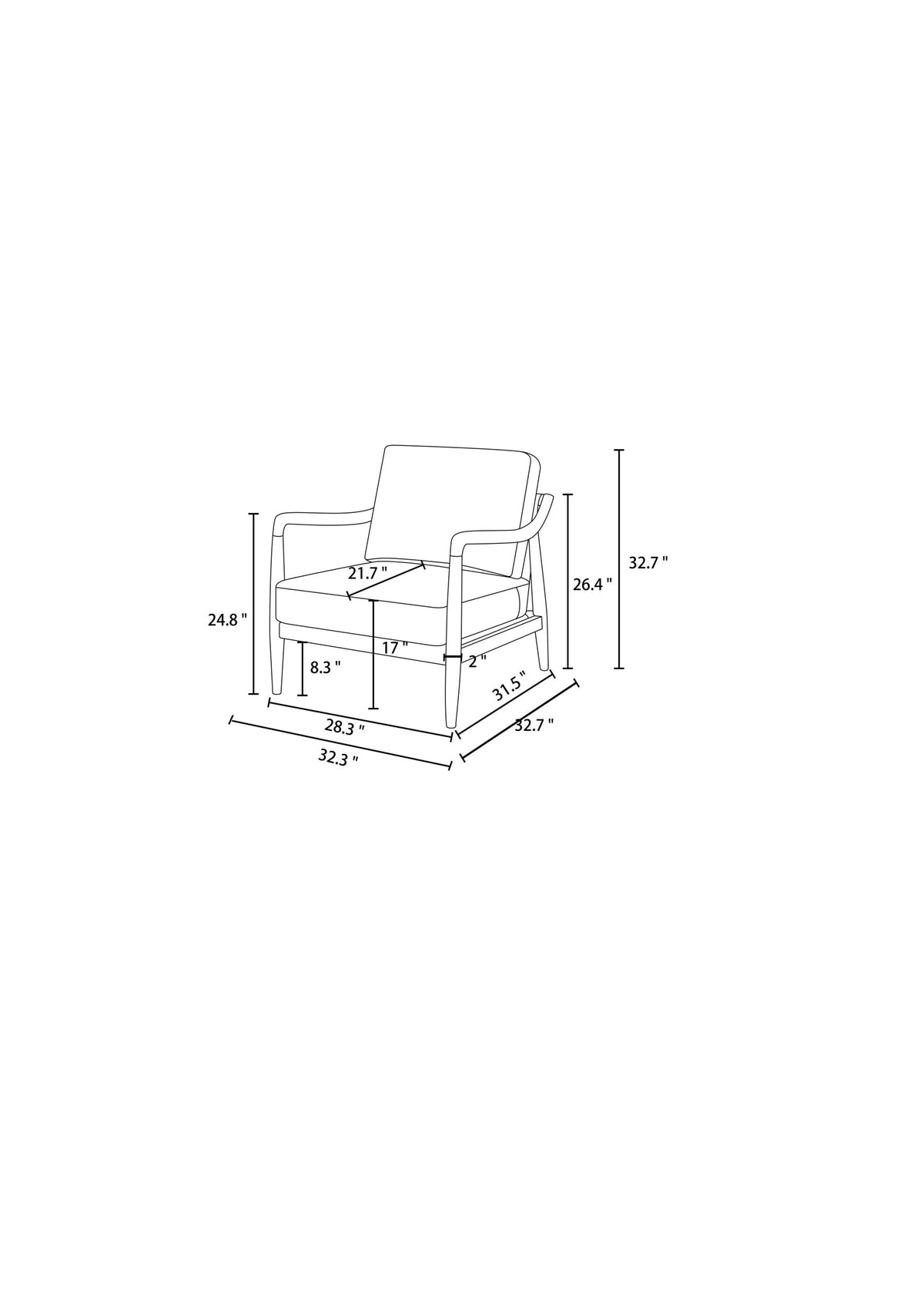 Gaviota Lounge Chair, dimensions - Starboard Lane