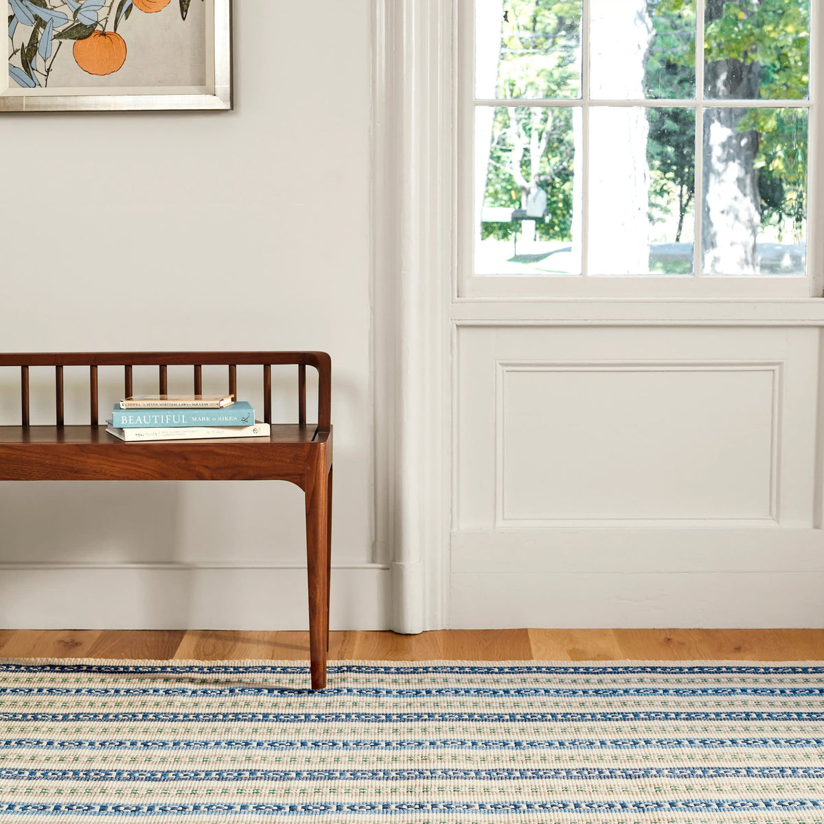 Long Slade Handwoven Cotton Rug, Indigo, detail - Starboard Lane