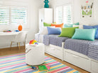 Boyfriend Matelasse Coverlet, White, styled on the bed - Starboard Lane
