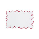 Chairish Scalloped Bath Mats in White / Red