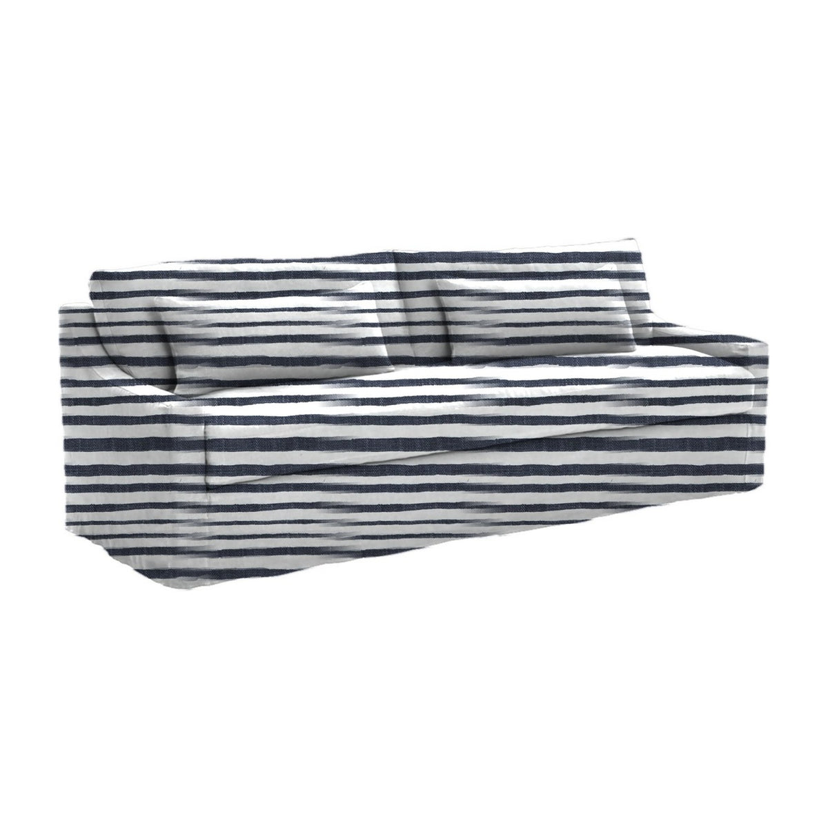 Cinnamon 3-Seat Long Sofa, Shoreline Stripe – Indigo Tide - Starboard Lane