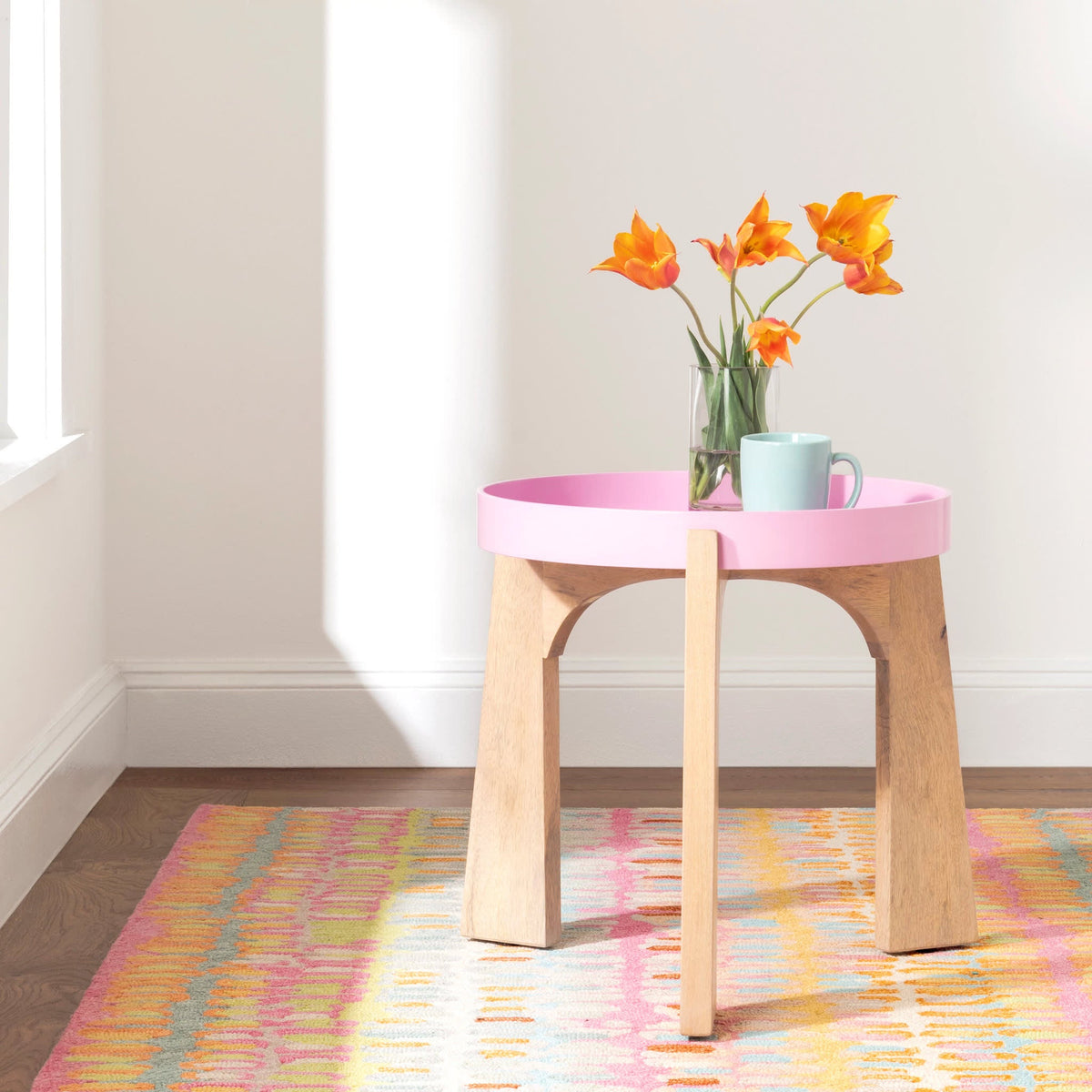 Paint Chip Hooked Wool Rug, Confetti, styled in a room - Starboard Lane
