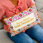 Drink Champagne Needlepoint Pillow, styled - Starboard Lane