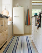 Barbados Stripe Handwoven Cotton Rug - Blue, detail - Starboard Lane