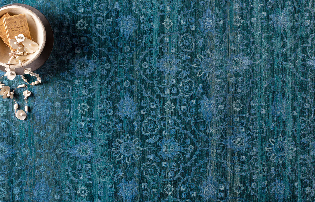 Empress Hand-Knotted Wool Rug, styled in a room - Starboard Lane