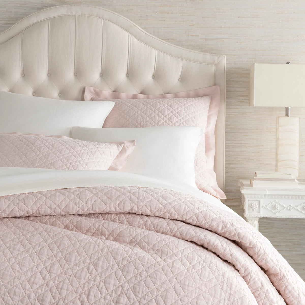Washed Linen Quilt, Slipper Pink - Starboard Lane