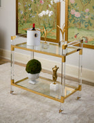 Acrylic Bar Cart - Brass, detail - Starboard Lane