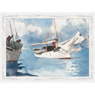 Winslow Homer watercolor of white fishing boats in a sunny Key West harbor