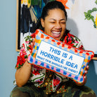 Horrible Idea Needlepoint Pillow, styled - Starboard Lane