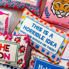 Horrible Idea Needlepoint Pillow, styled - Starboard Lane