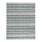 Paint Chip Hooked Wool Rug, Blue, styled in a room - Starboard Lane