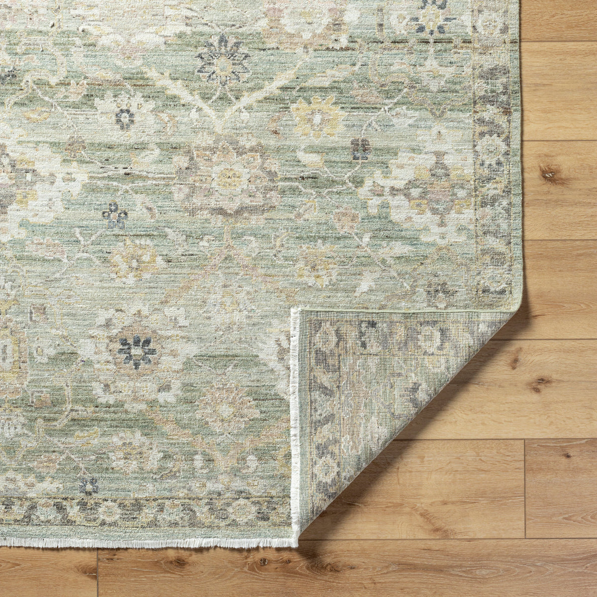 Khorasan Hand-Knotted Wool Rug - Sage, detail - Starboard Lane