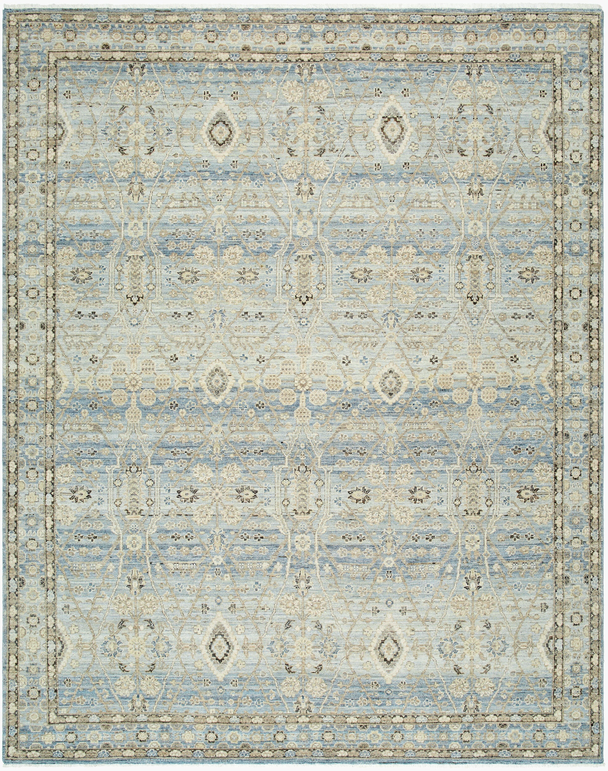 Khorasan Hand-Knotted Wool Rug - Sky Blue - Starboard Lane