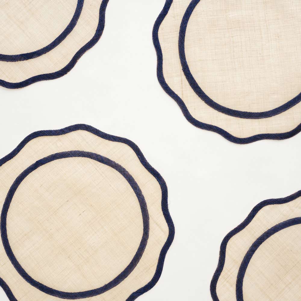 Navy Blue Scalloped Woven Placemat, Set of 4 - Starboard Lane