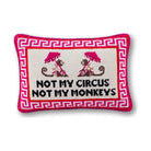 Not My Circus Needlepoint Pillow reading "Not my circus, not my monkeys" - Starboard Lane