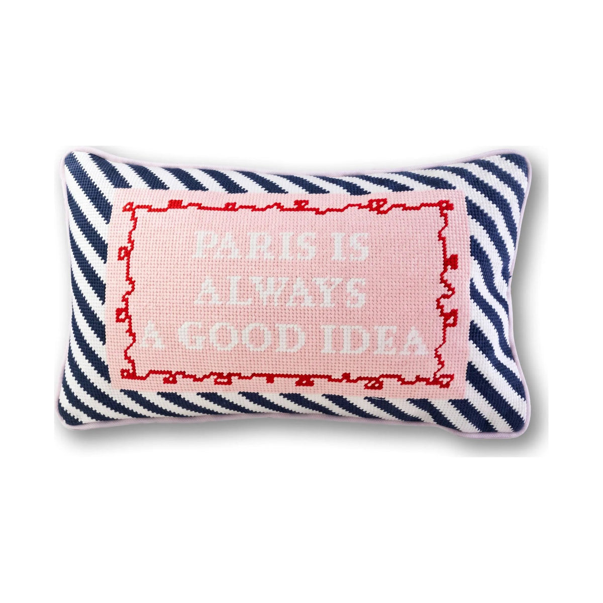 Paris Needlepoint Pillow reading "Paris is always a good idea" - Starboard Lane