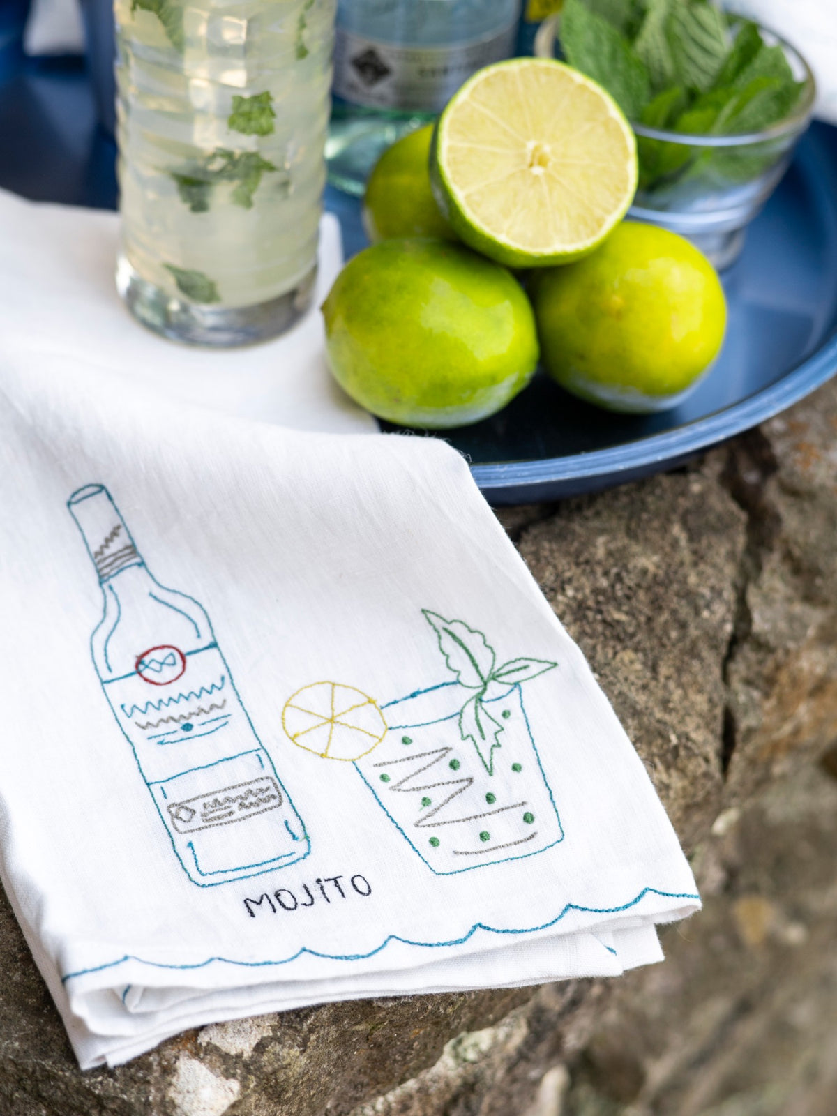 Mojito Linen Tea Towel, Set of 2, styled - Starboard Lane
