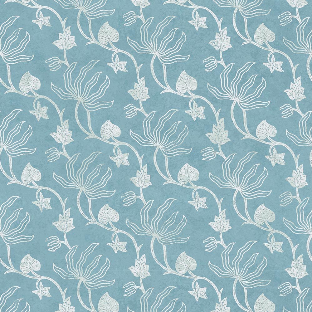 Orchid Vine Fabric - Summer Sky, detail - Starboard Lane